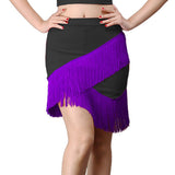 Ladies Dance Women Summer Patchwork Tassel Fringe Skirt Ladies Casual High Waist Bodycon Pencil Skirt Dancewear