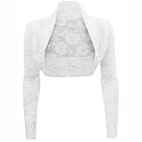 Vintage Long Sleeve Floral Lace Shrug Bolero Cardigan Casacos Slim Cropped Tops Ladies Black Jacket Spring Coat Women Clothes