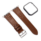 Diamond leather Bracelet strap+case for apple watch 4 44/40mm Protective Bumper Cover accessory For iWatch series 3 2 1 42/38mm