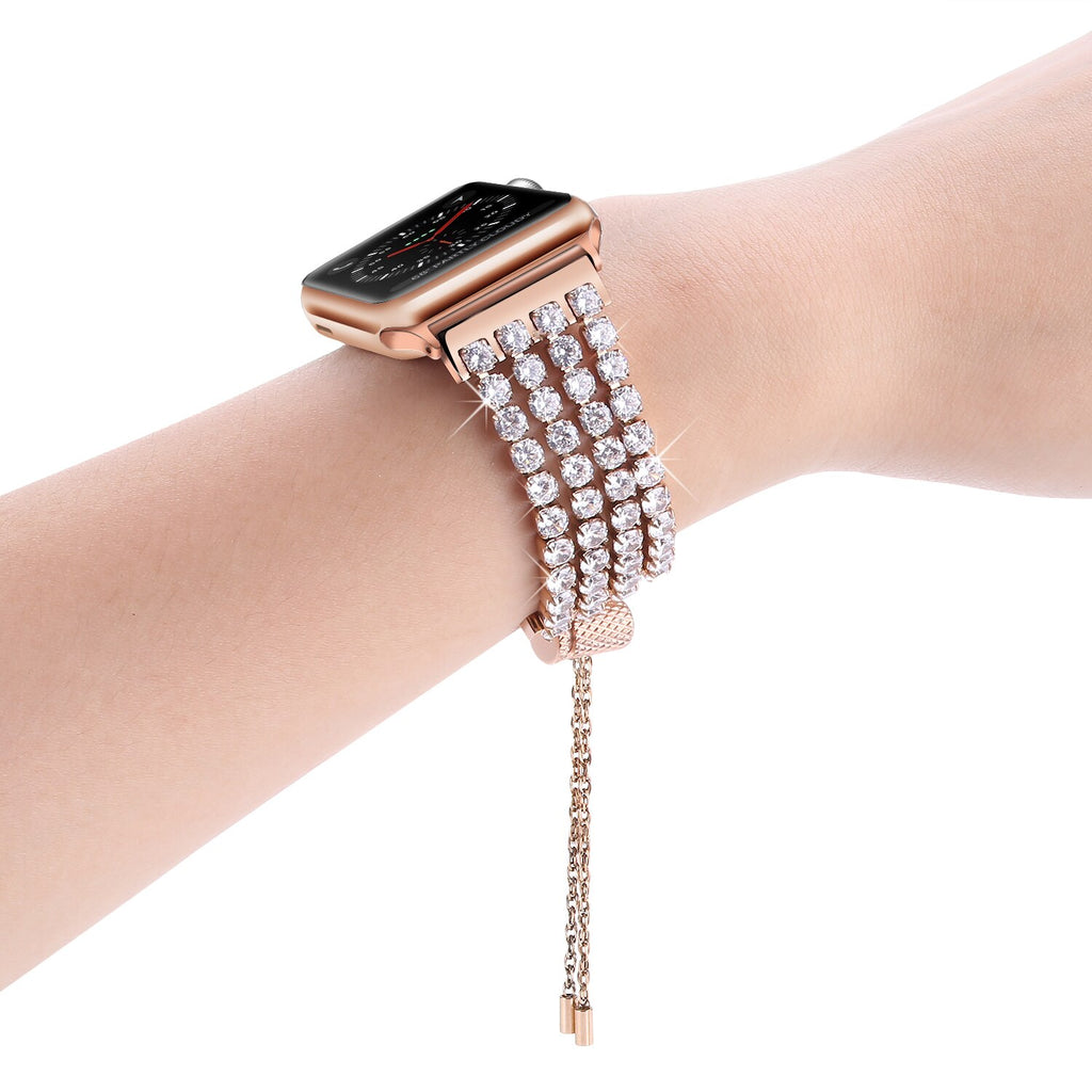 Women Diamond Bracelet for Apple Watch Band 40mm 44mm 42mm 38mm Stainless Steel Bling Jewelry Strap for iwatch Series 6 SE 5 4 3