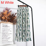 Women Chiffon Pleated Skirt Elastic High Waist Summer Print Casual Midi Long Skirt