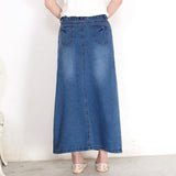 Women Long Casual Denim Summer High Waist A-Line Jeans Streetwear Sexy Solid Party Maxi Skirts