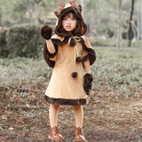 3Pcs/Set Children Girls Winter Warm Plush Reindeer Elk Santa Christmas Cosplay Costume Xmas Party Fancy Dress for Kids Gift