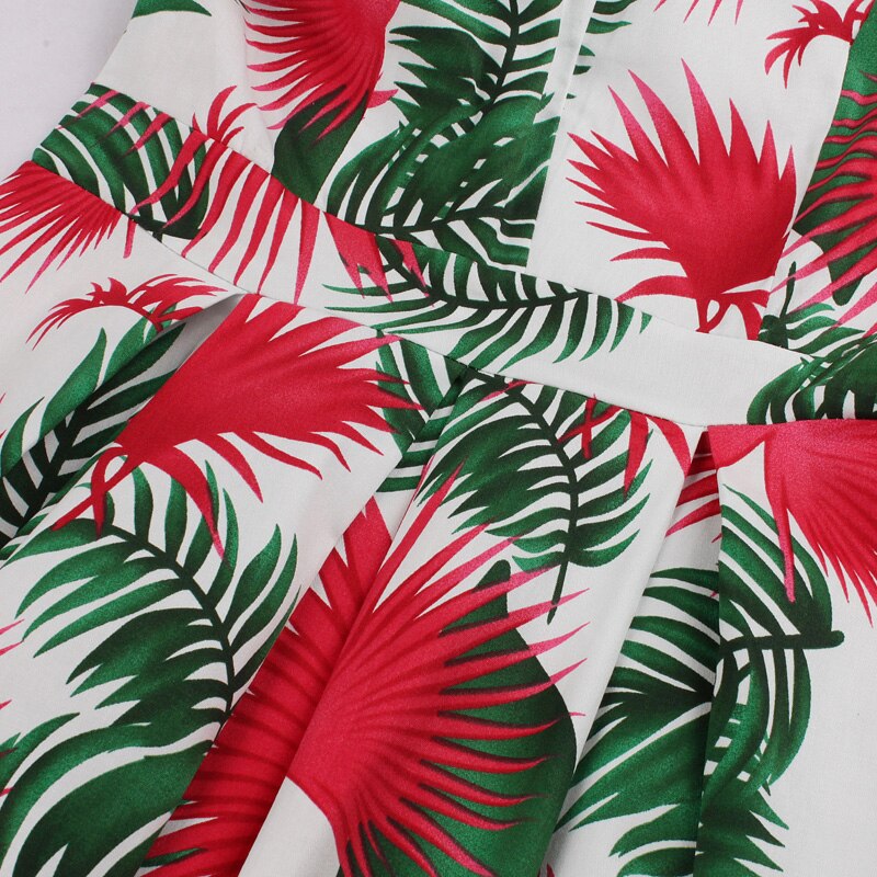 Multicolor Botanical Print Cut Out Front Halter High Waist Vintage Style Beach Summer Dress