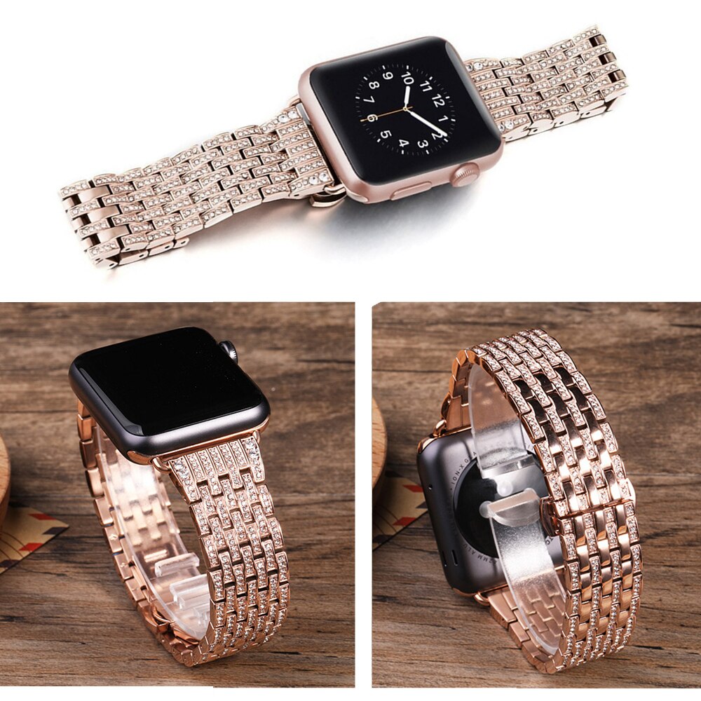 Bling Strap For Apple Watch Iwatch Band Diamond Stainless Steel Watchband Bracelet