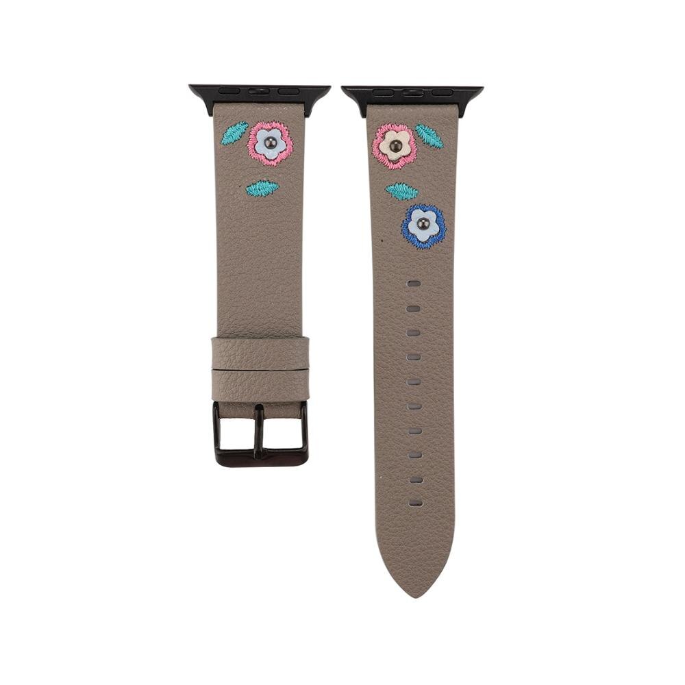 Flower embroidery strap For apple watch bands 40mm 44mm 38mm 42mm sports soft leather Bracelet bands For iwatch Series 5/4/3/2/1