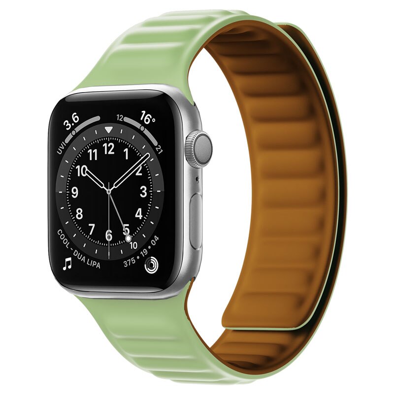 Link strap for Apple watch band 44mm 40mm 45mm 41mm 38mm 42mm 44 45 mm Silicone Magnetic Loop bracelet iWatch serie 6 5 4 3 SE 7