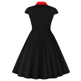 2021 Women Robe Pin Up Dress Retro Vintage 50s 60s Patchwork Rockabilly Black Swing Summer Button Front Shirt Tunic Midi Dresses