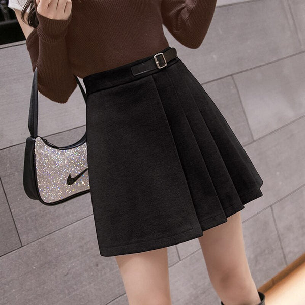 Women Casual Long Spring Korean Style Plain Color All-match High Waist Ladies Elegant A-line Skirt