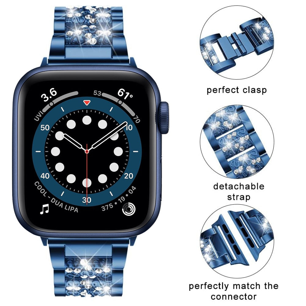 Blue Bands For Apple Watch 6 5 4 SE 40mm 44mm watchband correa women pulseira bracelet for iwatch series 6 5 4 3 Strap 38mm 42mm