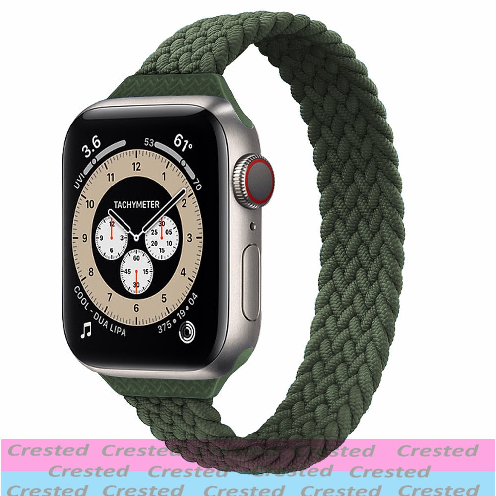 Slim Braided Solo Loop For Apple watch band 44mm 40mm 42mm 38mm 42 mm FABRIC Elastic belt bracelet iWatch serie 6 5 4 3 se strap