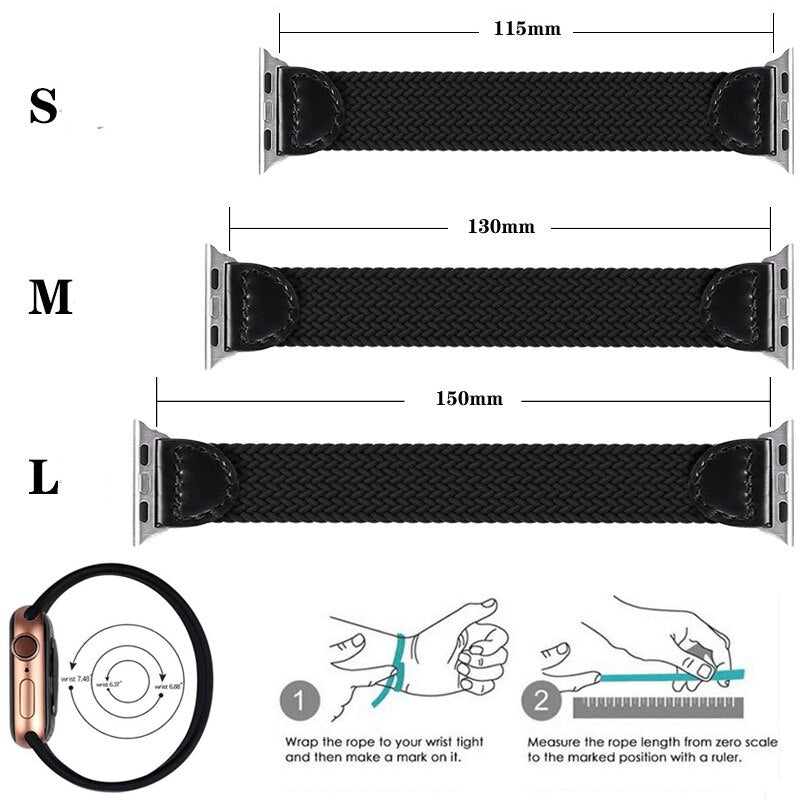 Nylon Elastic Strap for Apple Watch 6 Se Band for IWatch Serie 5 4 3 Bands Belt Bracelet Braided Solo Loop 38mm 40mm 42mm 44mm
