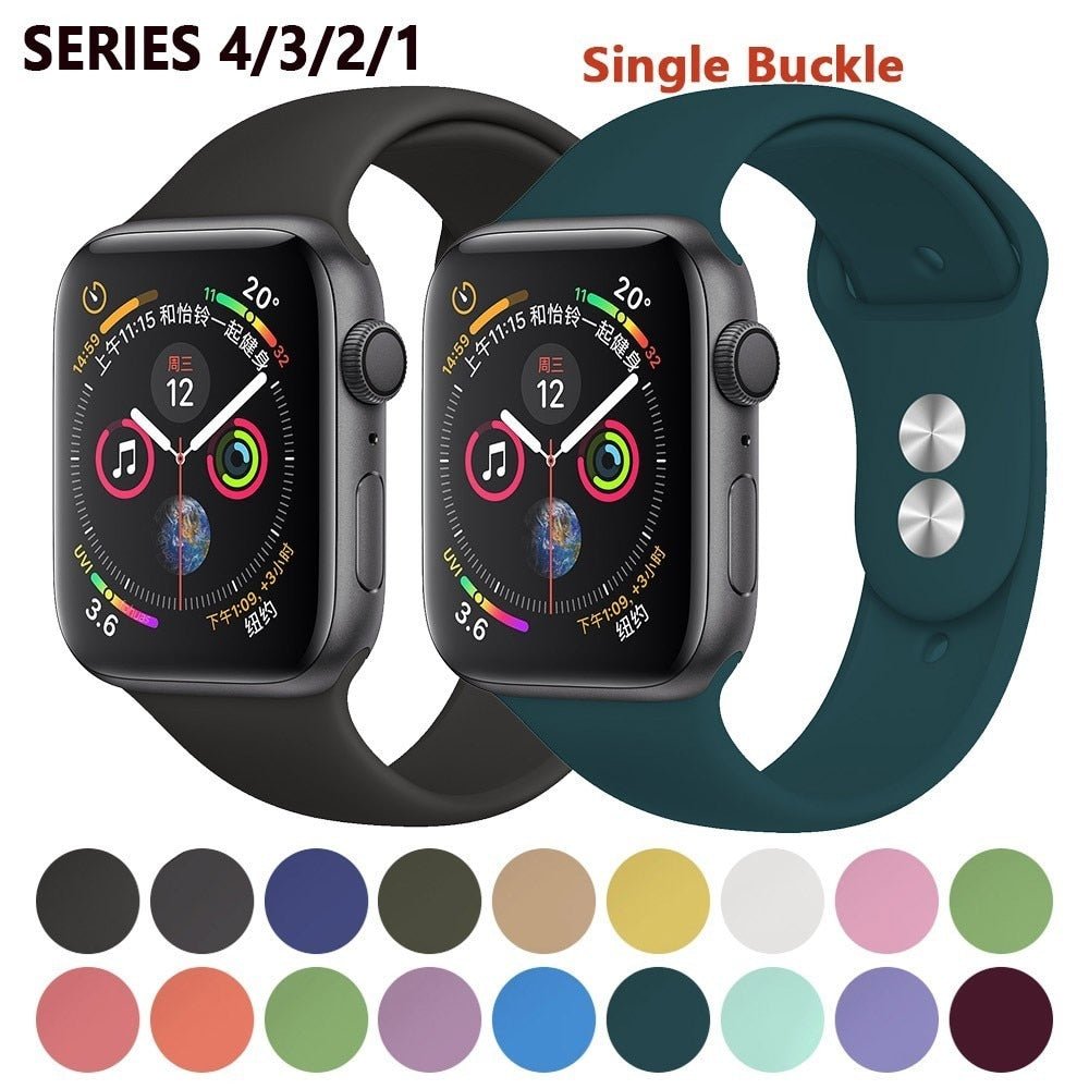 silicone Strap For Apple Watch band 42mm 38mm 44mm 40mm pulseira iwatch series 5 4 3 2 1 Bracelet smart watch Accessories loop