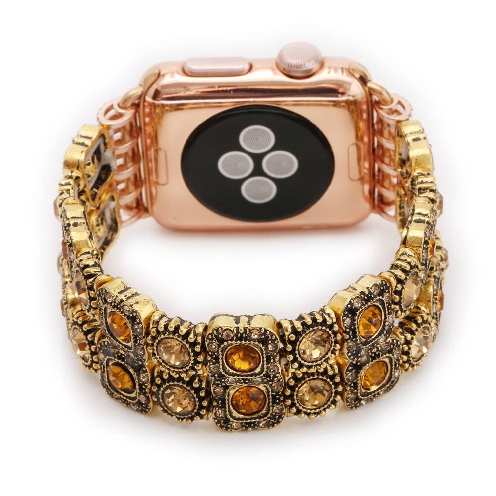 Natural Agate Stretch Bracelet for Apple Watch Band Women's Fashion Jewelry Gem Beads Wrist Strap for iWatch Series 4 3 2 1