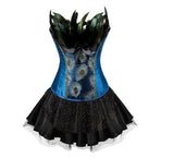 Size S-6XL Burlesque Overbust Corsets Embroidery Peacock Princess Corset Showgirl Dance Tutu skirt Cosplay Feathers Bustier