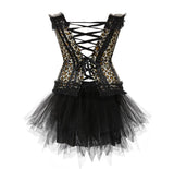 S-XXL Women Burlesque Overbust Corset Bustier Top With Mini TuTu Skirt Fancy Dresses Costume Sexy Leopard Corsets Dress