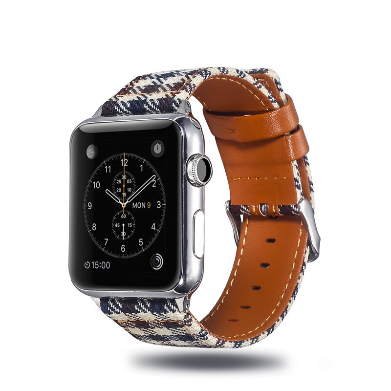 Canvas Leather Watch Band For Apple Watch 4 3 2 1 Bracelet Strap For iwatch 44mm 40mm 38mm 42mm loop Wrist Watchband Accessories