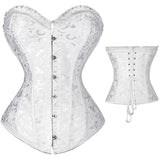 Women's Steampunk Spiral Steels Boned Corset Sexy Jacquard Overbust Corselet and Bustiers Waist Cincher Shapewear Plus Size