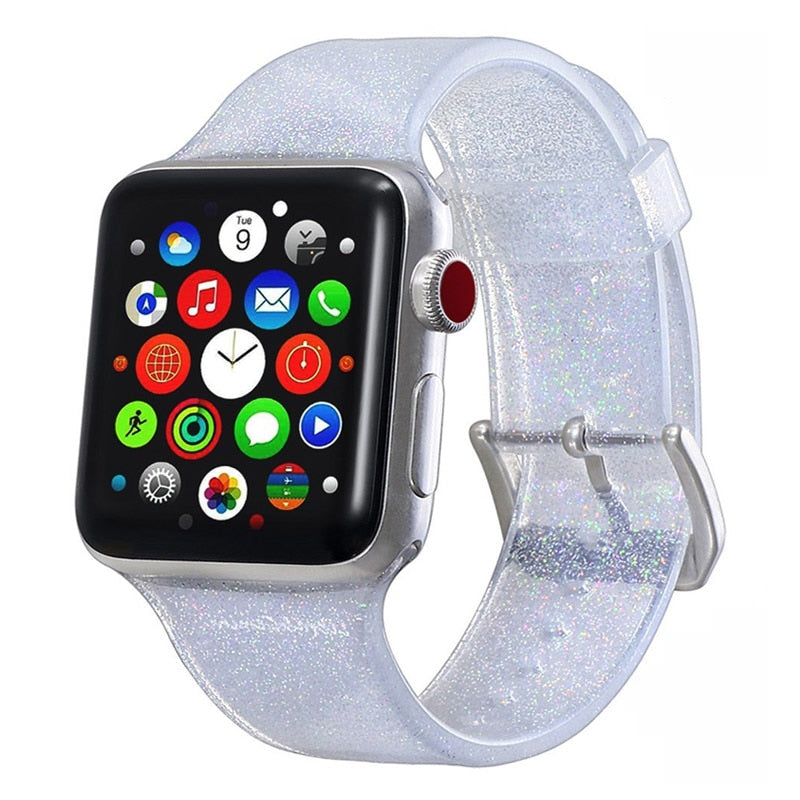 Jelly Strap For Apple Watch band 40mm 44mm 45mm 41mm 38mm 42mm Bling silicone watchband belt bracelet iWatch series 3 4 5 se 6 7