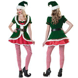 5Pcs/Set Adult Women Santa Claus Green Holiday Elf Christmas Costume Sweet Dress Christmas Xmas Outfit