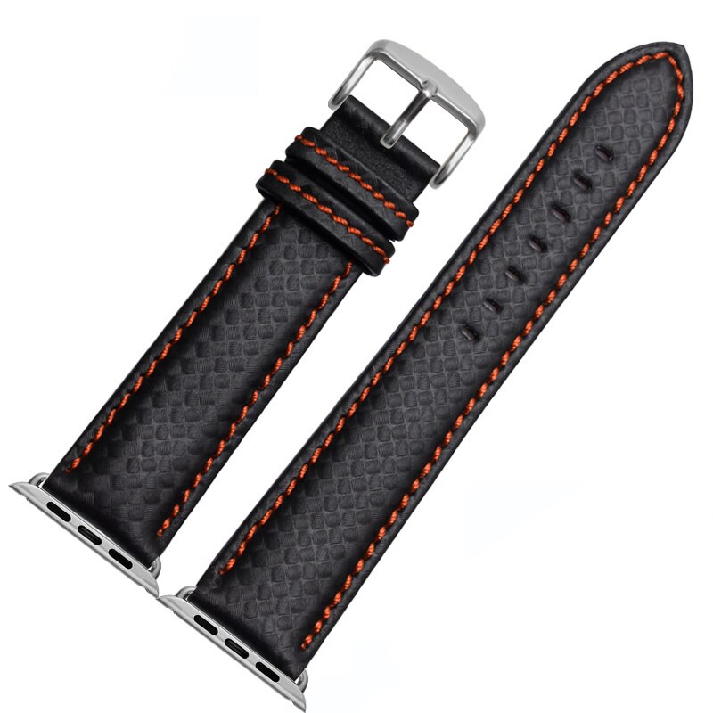 Carbon fiber Strap for Apple watch band 44mm 40mm iWatch band 42mm 38mm Luxury Leather bracelet Apple watch series 6 5 4 3 se
