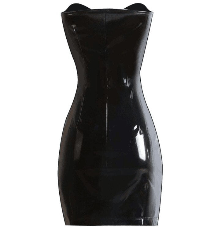 New Lady Sexy Dress Sash Zipper PVC Bodycon Dresses Women Shiny Faux P jetechband New Lady Sexy Dress Sash Zipper PVC Bodycon Dresses Women Shiny Faux P jetechband