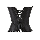 Hot Sell Black Satin Sexy Overbust Lace Up Slimming Corset And Bustier Top Shaper For Women Plus Size S-2XL