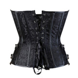 S-6XL Steampunk Corset Overbust Gothic Women Black Brocade Corsets And Bustiers Slimming Waist Trainer Bustier Corselet