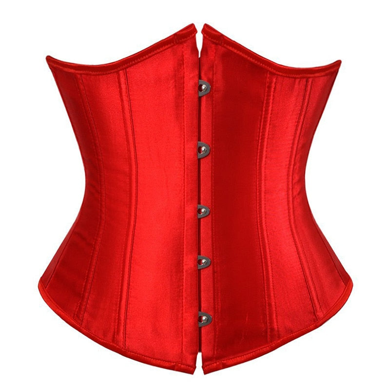 Sexy Solid Corset Waist Shapers Everyday Waist Cinchers Slimming Shapewear Lace Up Satin Underbust Corsets S-6XL