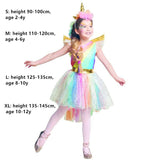 Girls Unicorn Dress Costume Rainbow Tutu Princess Cosplay Birthday Party Dress Children Kids Halloween Carnival Unicorn Clothes