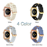 Rivet Style Leather Strap For Apple Watch 4 3 2 1 Bracelet Band For iwatch 44mm 40mm 38mm 42mm Luxury Loop Watchband Accessories