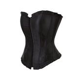 Hot Sell Black Satin Sexy Overbust Lace Up Slimming Corset And Bustier Top Shaper For Women Plus Size S-2XL