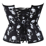 Women's Sexy Skull Overbust Corset Bustier Basque Gothic Showgirl Costumes Plus Size Corselet Lingerie Tops