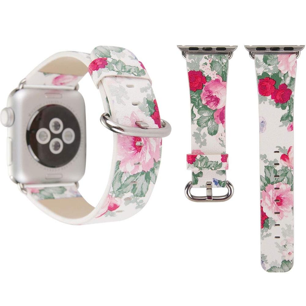 Chinese Ink Painted style strap for Apple Watch band 5 4 3 2 1 44mm 40mm 42mm 38mm floral print Bracelet for iWatch accessories