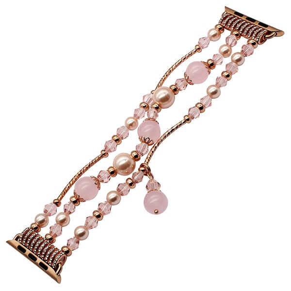 Luxury Agate Bead Watchband for iWatch Apple Watch 38mm 42mm Series 1 2 3 Women Band Flexible Strap Wrist Bracelet with Adapters