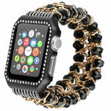 DAHASE Jewel Beads Metal Chain Bracelet for Apple Watch Band 38/42mm Bling Diamond Cover for iWatch Series 1/2/3 Wrist Strap