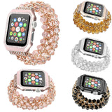 DAHASE Jewel Beads Metal Chain Bracelet for Apple Watch Band 38/42mm Bling Diamond Cover for iWatch Series 1/2/3 Wrist Strap