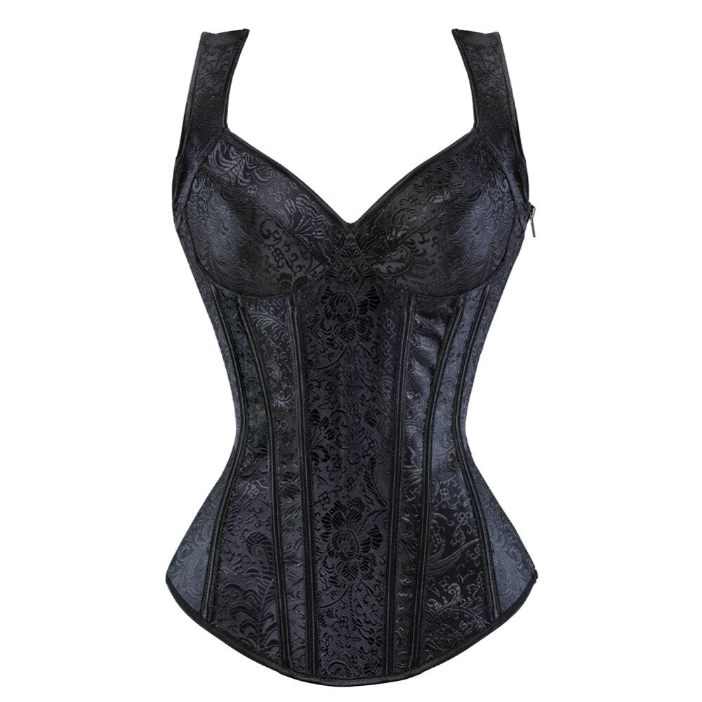 Plus Size S-6XL Steampunk Corset Gothic Clothing Sexy Jacquard Zipper Side Overbust Corsets And Bustiers