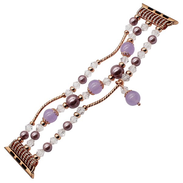 Luxury Agate Bead Watchband for iWatch Apple Watch 38mm 42mm Series 1 2 3 Women Band Flexible Strap Wrist Bracelet with Adapters