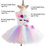 Girls Unicorn Dress Costume Rainbow Tutu Princess Cosplay Birthday Party Dress Children Kids Halloween Carnival Unicorn Clothes