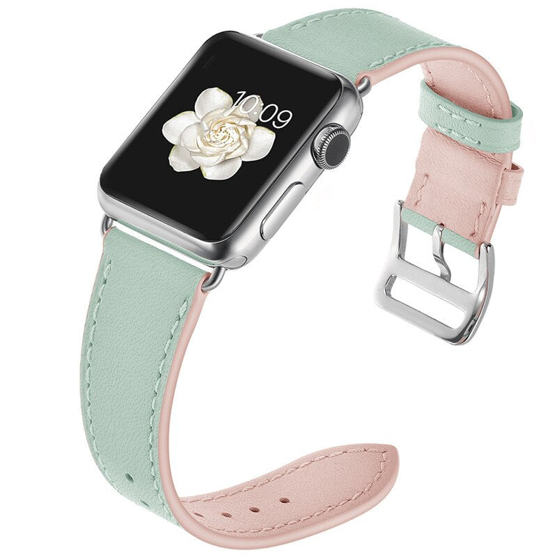 Leather strap For Apple Watch band 44mm 40mm 38mm 42mm Luxury Genuine Leather watchband bracelet iWatch series 3 45 s e 6 band