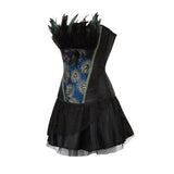 Size S-6XL Burlesque Overbust Corsets Embroidery Peacock Princess Corset Showgirl Dance Tutu skirt Cosplay Feathers Bustier