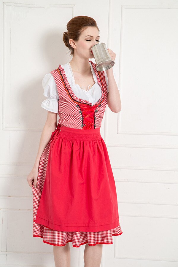 Adult Women Traditional German Bavarian Beer Dirndl Serving Wench Costume Oktoberfest Costume Carnaval Party Fancy Dress