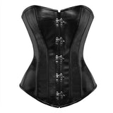 Women Steampunk Corset Sexy Black Faux Leather Corsets And Bustiers Slimming Steel Boned Bodice Gothic Corselet XS-6XL