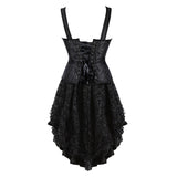 Sexy Brocade Corset with Skirt Straps Lace-up Jacquard Overbust Corset Dress Body Shaper Waist Cincher Bustier Dance Dress