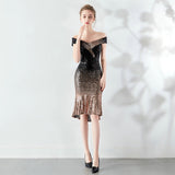 New Women Elegant Short Sequin Prom Dress Knee Length Sparkle Evening Party Dress