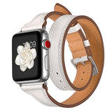 Double Tour For Apple watch band 40mm 44mm 45mm 41mm 42mm 38mm Genuine Leather watchband Bracelet iWatch serie 3 5 se 6 7 Strap