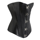 Women Steampunk Corset Sexy Black Faux Leather Corsets And Bustiers Slimming Steel Boned Bodice Gothic Corselet XS-6XL