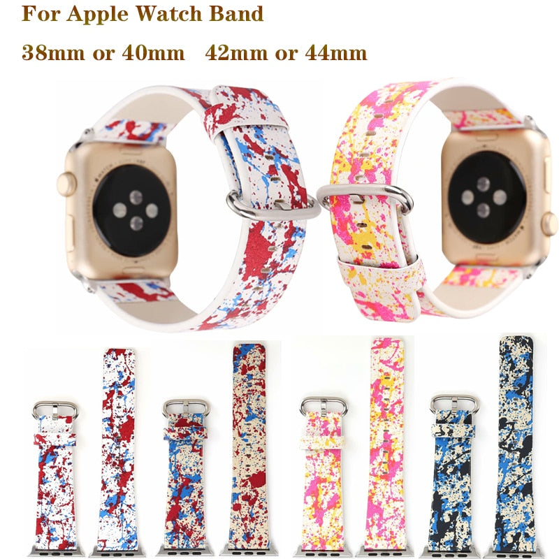 High Leather Graffiti Bracelet Strap for Apple watchband 4 44/40mm men/women watches accessories for iWatch series 3 2 1 42/38mm