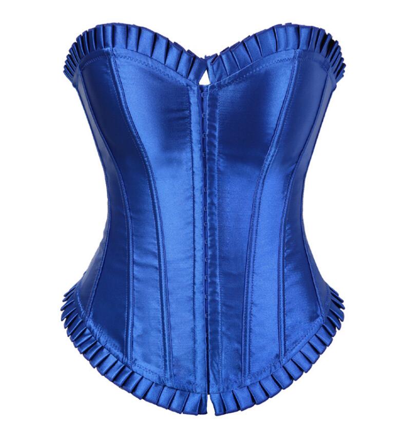 Plus Size Satin Bustier Corsets Gothic Lace Up Overbust Boned Waist Trainer  Top